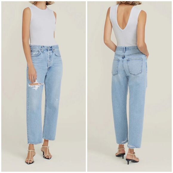 AGOLDE 90s Crop Jean Echo Wash Distressed - Picture 1 of 11